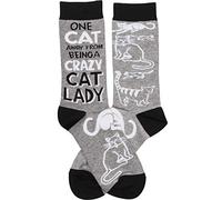 Primitives by Kathy Calcetines Cita humorística Unisex un tamaño (señora Loca del Gato) para Mujer Pequeño Mediano Gris