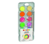 Morocolor PRIMO, acuarelas para niños en colores pastel, paleta de acuarela de 8 colores, tabletas de acuarela de pigmento de 30 mm de alto, colores brillantes y brillantes, Made in Italy, Carbón