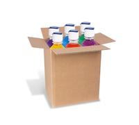 PRIMO Morocolor, Kit Surtido de 6 Colas de Colores al Agua en Botella 240ml, Cola de Colores sin disolventes y sin Gluten, Brillante y Coloreada, Fácilmente Lavable, Apta para Papel y cartón