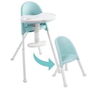 Primo Cozy Tot Deluxe Silla alta plegable convertible y silla para bebé, Cerceta/Blanco