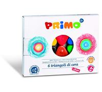 PRIMO - Crayones de Cera de Colores, 6 Colores para Niños +3 Años Triangulares, Resistentes Duraderos, Color Intenso para Papelería y Manualidades, no Ensucian las Manos, Vuelta al Cole Made in Italy