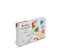 PRIMO - Crayones de Cera de Colores 8 Colores Intensos Niños +3 Años Triangulares, Resistentes y Duraderos + 6 Plantillas, Papelería y Manualidades, no Ensucian las Manos, Vuelta al Cole Made in Italy