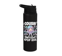 Primo del Cumpleaños Kpop Idol Chibi Girls K pop Theme Stainless Steel Insulated Water Bottle