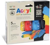 PRIMO Hobby & Professional - Pintura Acrilica Profesional, 5 Colores en Tubos de Color Acrílico Fino, Set Acrílicos para Manualidades Adultos y Artistas, Acrílicos para Pintar, 75 ml Color Multicolor