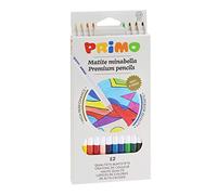 PRIMO - Lápices de Colores para Niños +3 Años y Artistas con Mina de Ø3,8 mm, 12 Colores Profesionales Degradables de Color Intenso para Colorear Manualidades Creativas, Set de Lápices para Papelería