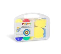 PRIMO - Maletín de Colores para Niños +3 Años, 6 Témperas Lavables para Niños 44 ml + 2 Esponjas y Pinceles, Témperas para Pintar Telas Papel y Otros Ideal para Papelería y Manualidades Creativas