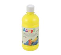 PRIMO Morocolor Acryl, 1 Frasco de 500 ml de Color Acrílico Fino, Amarillo Primario, Efecto Cubriente y Luminoso, equipado con Tapón Dosificador