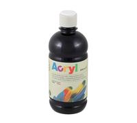 PRIMO Morocolor Acryl, 1 Frasco de 500 ml de Color Acrílico Fino, Negro, Efecto Cubriente y Luminoso, equipado con Tapón Dosificador