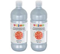 PRIMO Morocolor, Primeros pasos gouache brillante 1000 ml, Plata, Aguada de colores en botella, Colores lavables, Se puede utilizar en muchas superficies, Recomendado para quienes comienzan a pintar