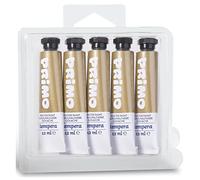 Primo Pack de 5 tubos de aluminio, 12 ml, pintura gouache, oro 920