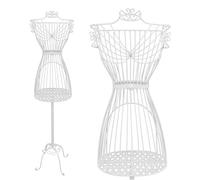 PrimoLiving maniquí de modista de Metal Gracia en Blanco con Compartimento de almacenaje - maniquí de Vestir Vintage - Ideal como maniquí de señora o Perchero - P-09901