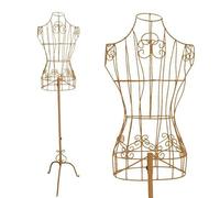 PrimoLiving Maniquí Modista Ana de Metal Dorado - Vestido Vintage Regulable en Altura - Ideal Como Maniquí de Señora o Perchero - P-12895