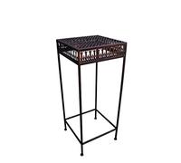 PrimoLiving Taburete de metal para flores, mesa auxiliar, aspecto envejecido, marrón rectangular (S (P-873))