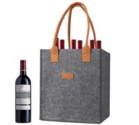 PRIMUZ Bolsa para botellas de vino, 6 compartimentos, bolsa de la compra para botellas de vino, bolsa de viaje reutilizable para picnic, viajes, camping, gris, Ver descripción, Ver descripción