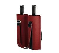 PRIMUZ Bolsa para botellas de vino con 2 compartimentos, bolsa para botellas de vino, bolsa para botellas, bolsa de fieltro, 29 x 26 cm, rojo, Soporte para bolso