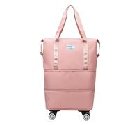 PRIMUZ Bolsa plegable con ruedas, 40 x 22 x 32 cm, con ruedas, bolsa de viaje impermeable con ruedas, Rosa, Consulte la descripción, Consulte la descripción