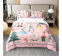 Prince Mouse RocSuper King - Juego de funda de edredón de algodón con diseño de árbol de Navidad, juego de ropa de cama Super King, diseño de soldado de dibujos animados, cascanueces y princesas de