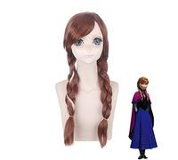 Princesa Anna Brown Mix Blonde doble trenzado sintético Cosplay peluca de fiesta para Halloween Navidad PL-310-2