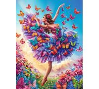 Princesa bailando con mariposas entre flores Puzzle 300 Piezas Juguete Educativo Familiar Interactivo Paisaje de cuento de hadas en caricatura Rompecabezas 3D Para Hombres Y Mujeres Construir Maquetas