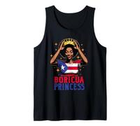 Princesa Boricua Herencia Hispana Puerto Rico Historia Negra Camiseta sin Mangas