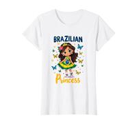 Princesa Brasileña Linda Chica con Mariposas Brasil Garota Camiseta