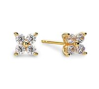 Princesa Collection - "Sweetheart Daisy" - 0,23 pulgadas (1,0 quilates/par) Pendientes con varilla chapada en oro de 22 quilates para orejas sensibles, tamaño de piedras preciosas: 4 x 0,1 pulgadas