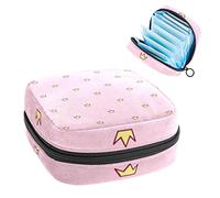 Princesa Crown Rosa, bolsa de época portátil, bolsa de almacenamiento de tampones, soporte para tampones para bolso, organizador de productos femeninos, Varios colores, 4.7x6.6x6.6 in/12x17x17 cm