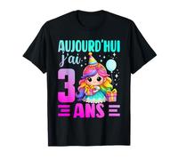 Princesa cumpleaños 3 años niña Kawaii lindo 3 ° año Camiseta