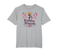 Princesa de 7º cumpleaños: celebración del Castillo Real Camiseta, Hombre Tallas Grandes, Gris Jaspeado, 3X Alto