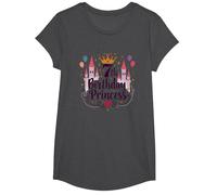 Princesa de 7º cumpleaños: celebración del Castillo Real Camiseta, Niñas, Jaspeado Oscuro, Pequeña