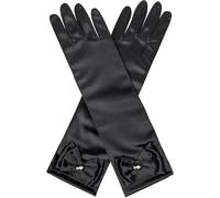 Princesa Dress Up - Guantes para niña, princesas, guantes largos de satén, accesorio de disfraz de princesa niña, para cosplay, Halloween, Navidad, carnaval, fiesta de cumpleaños, color negro