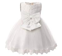 Princesa Dresses Los Vestidos de Boda de Los Bebés de Los Cabritos Princesa Floral Dresses del Bowknot de La Dama de Honor de la Boda del Cordón(3-4Years, Blanco）