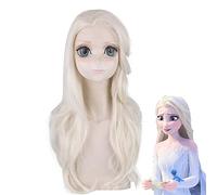 Princesa Elsa Beige peluca ondulada larga Cosplay disfraz mujer pelucas de pelo sintético resistente al calor