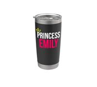 Princesa Emily Niñas Mujeres Rosa Blanco Negro Diseño Vaso térmico de acero inoxidable de doble pared