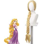 Princesa enredada 120cm 47"Peluca de cosplay rubia súper larga recta Rapunzel Fibra resistente al calor Pelo sintético Anime Peluca + Gorra 395A
