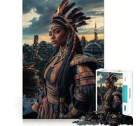 Princesa guerrera en Ciudad futurista Rompecabezas de 1000 Piezas para Adolescentes Juego para estimular la Mente Montaje Seguro y Firme Actividad Divertida para Toda la Familia (38x52cm)