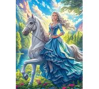 Princesa Montando un Caballo Blanco Rompecabezas 500 Piezas Cartón para Expertos Sueño Mágico de Ciencia Ficción Mejora Atención Diversión Grupal Decoración Artística Regalo Navideño Original 500 PCS