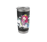 Princesa montando un caballo unicornio Vaso térmico de acero inoxidable de doble pared