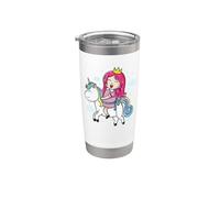 Princesa montando una chica unicornio Vaso térmico de acero inoxidable de doble pared