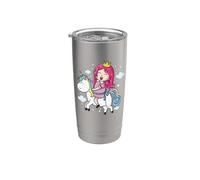 Princesa montando una chica unicornio Vaso térmico de acero inoxidable de doble pared