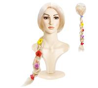 Princesa Peluca Cosplay para Mujeres/NiñAs,Peluca de Las SeñOras Peluca Carnaval Larga Trenza Rubia Rapunzel,Trenzas Trenzadas Pelo Largo de Reemplazo Pelucas SintéTicas para El Traje de Halloween