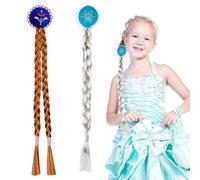 Princesa Peluca Niña, 2 PCS Peluca Trenza Princesa Diadema, Pelucas Trenzas de Niños, Pelucas de Princesas Rapunzel Accesorios, Accesorios de Disfraces para Halloween, Carnaval, Cosplay (C)
