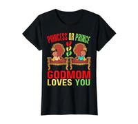 Princesa Príncipe Dios Mamá Te Ama Negro Baby Shower Género Camiseta gráfica económica, Mujer, Negro, L