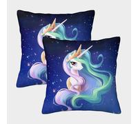 Princesa Unicornio - Arte Mágico de Fantasía Fundas Cojines para Sofá 2 Piezas Disponible Todas Las Estaciones Funda De Almohada Throw Cojín Decoración Throw Cojín Cama Hogar Coche 50x50cm
