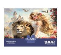 Princesa y león en Castillo 1000 Piezas - Puzzle Clásico Gracia fantástica Real Paquete De, Cartón Resistente - DIY Familiar, Decoración Bonita, Regalo De Cumple Niños /1000p - 38x26cm