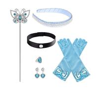 Princesas accesorios de vestir, juego de seis accesorios de cosplay para niñas con corona, varita mágica, guantes, collar, pendientes, guantes para niños, accesorios, corona para mujeres pequeñas, c
