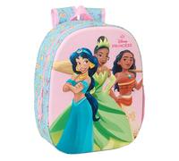 PRINCESAS DISNEY 3D - Mochila Escolar, con Diseño 3D, Adaptable a Carro, Ideal para Niños de Diferentes Edades, Cómoda y Versátil, Calidad y Resistencia, 27x10x33 cm