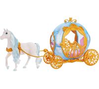 Mattel Disney Princess Carruaje de Cenicienta con detalles dorados y caballo blanco de juguete para muñecas, juguete +3 años (HYM33)