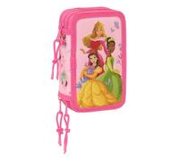 PRINCESAS DISNEY - Estuche Escolar con 37 Útiles Incluidos, Estuche Infantil, Estuche Niño, Ideal para Niños de 5 a 14 Años, Cómodo y Versátil, Calidad y Resistencia, 12.5x5.5x19.5 cm