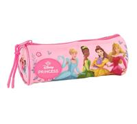Safta – Estuche redondo escolar Princesas Disney – Infantil 20x7 cm, cómodo y resistente